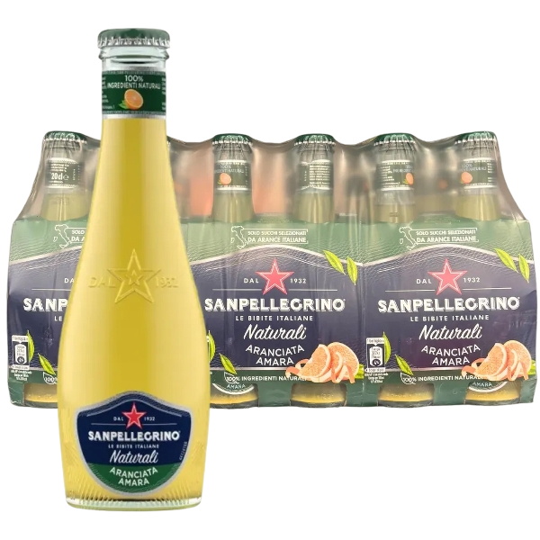 SAN PELLEGRINO ARANCIATA AMARA GLASS 20 CL X4 (6 in a box)