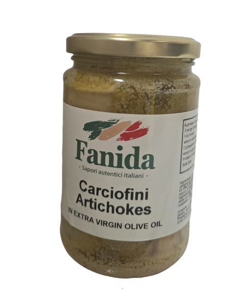 FANIDA VEGETABLES ARTICHOKES CUT CARCIOFINI IN EXTRA VIRGIN OLIVE OIL 280 GR (8 in a box)