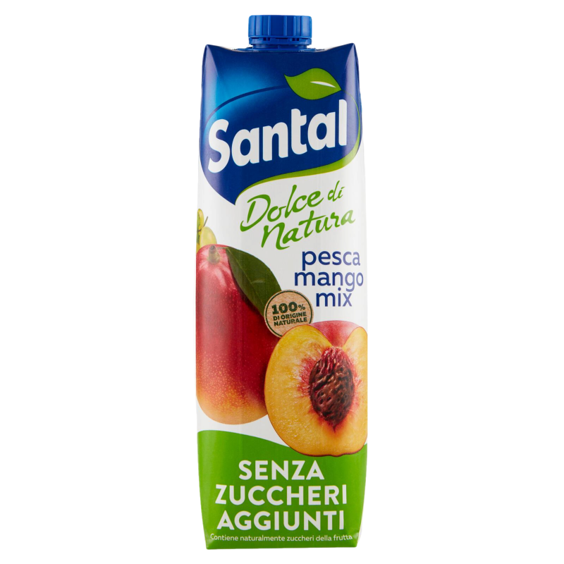 SANTAL DOLCE NATURA SUGAR FREE FRUIT JUICE PEACH MANGO MIX BRICK 1 LT (12 IN A BOX)