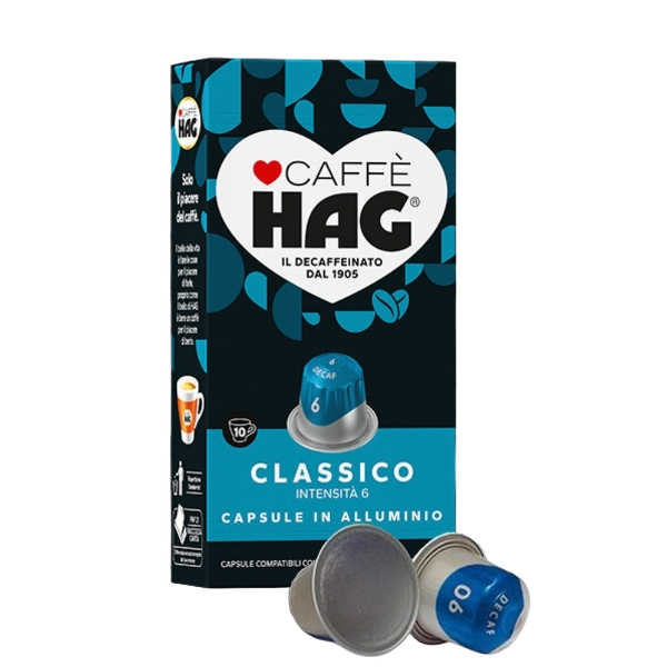 HAG COFFEE CAPSULES NESPRESSO DECAFFEINATED DEK CLASSICO X10 (10 in a box)