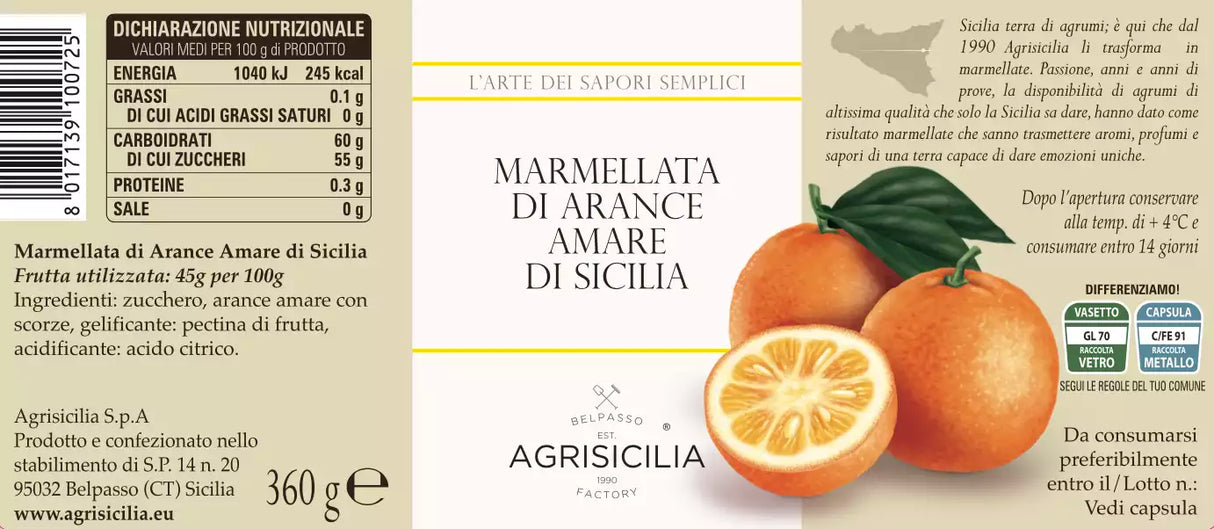 AGRISICILIA JAMS BITTER ORANGE 360 GR (6 in a box)