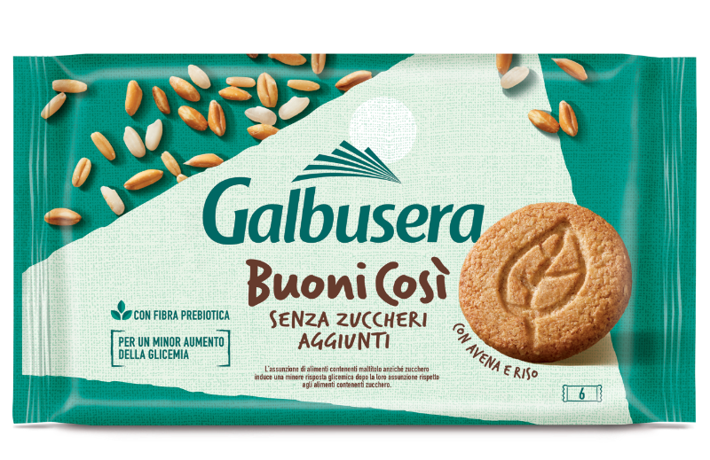 GALBUSERA BISCOTTI BUONI COSI' CEREALS SUGAR FREE X6 300 GR (14 in a box)