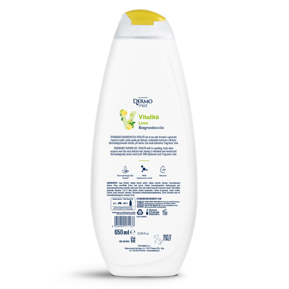 DERMOMED SHOWER BATH VITALITY LIME 650 ML (12 in a box)