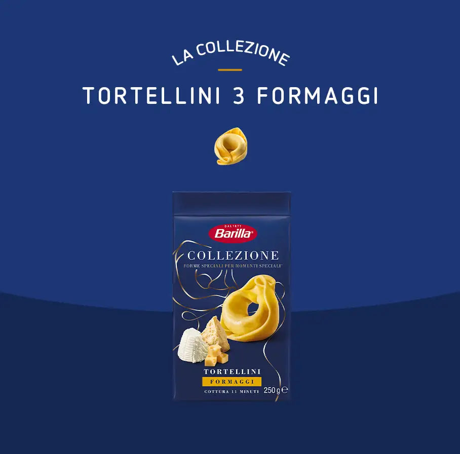 BARILLA STUFFED PASTA TORTELLINI WITH THREE CHEESE 250 GR (10 IN A BOX)