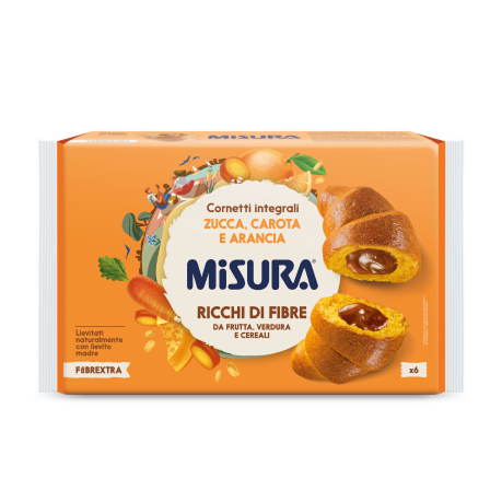 MISURA FIBRE EXTRA CORNETTI WHOLEMEAL PUMPKIN CARROT ORANGE X6 300 GR (8 in a box)
