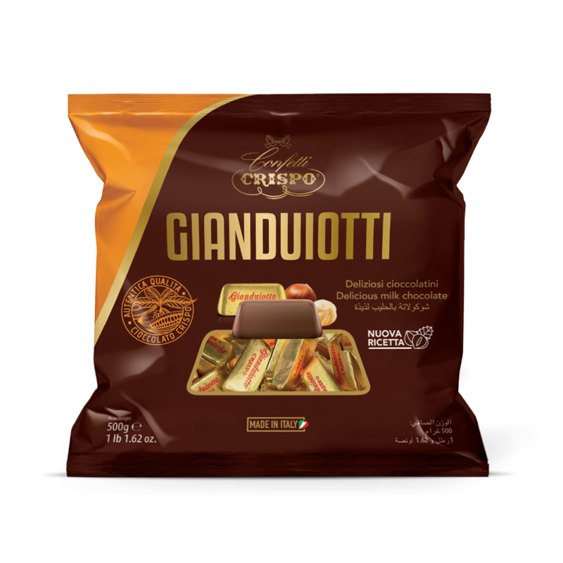 CRISPO PRALINES GIANDUIOTTO MILK CHOCOLATE 500 GR (20 in a box)