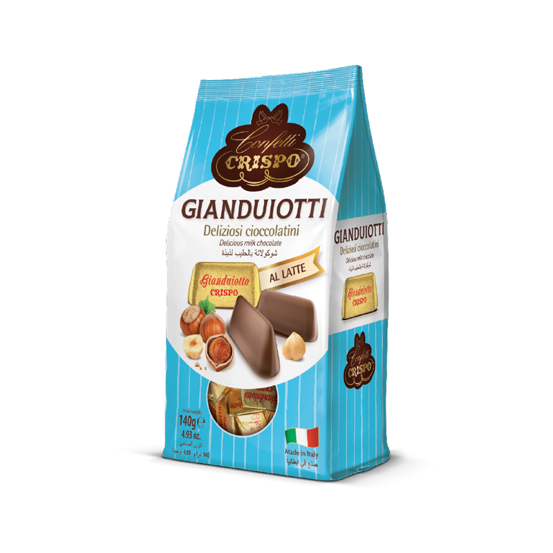 CRISPO PRALINES GIANDUIOTTO MILK CHOCOLATE 140 GR (14 in a box)