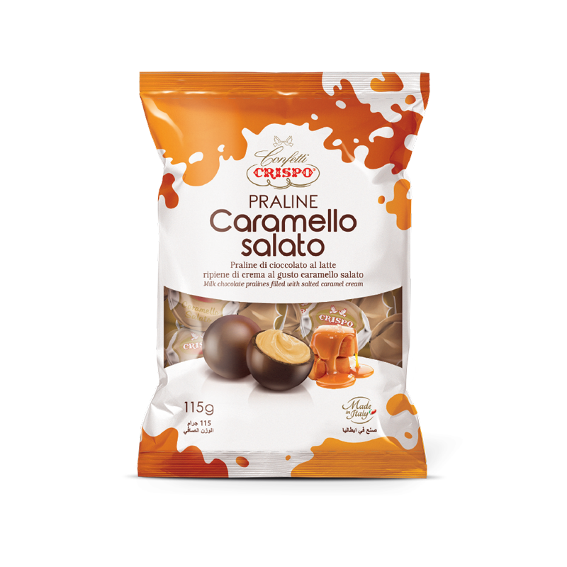 CRISPO PRALINES SALTED CARAMEL 115 GR (12 in a box)