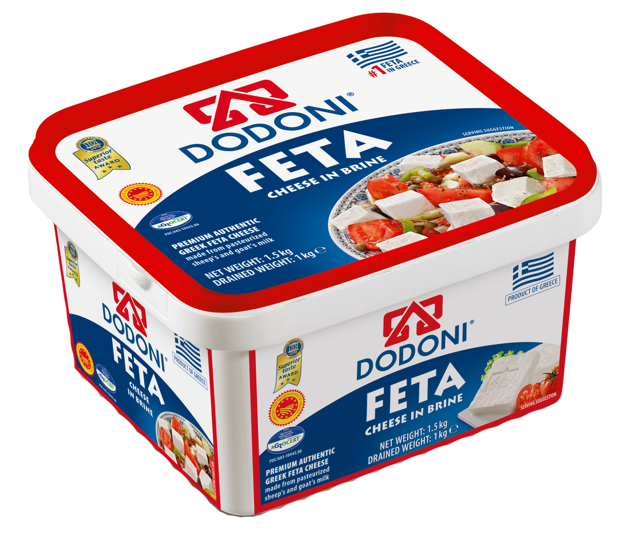 FETA CHEESE GRECO D.O.P. TRAY 1 KG (1 IN A BOX)