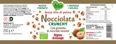 RIGONI SPREAD CREAM NOCCIOLATA CRUNCHY 250 GR (6 in a box)