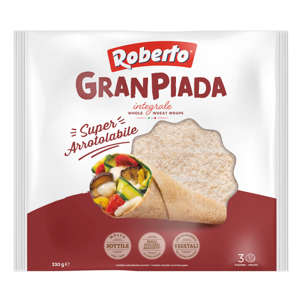 ROBERTO BAKERY WHOLMEAL WRAPS GRAN PIADA INTEGRALE X3 330 GR (10 in a box)