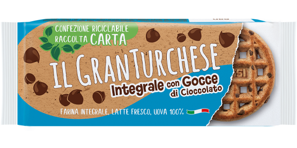 COLUSSI BISCOTTI WHOLEMEAL GRAN TURCHESE GOCCE CIOCCOLATO 340 GR (12 in a box)