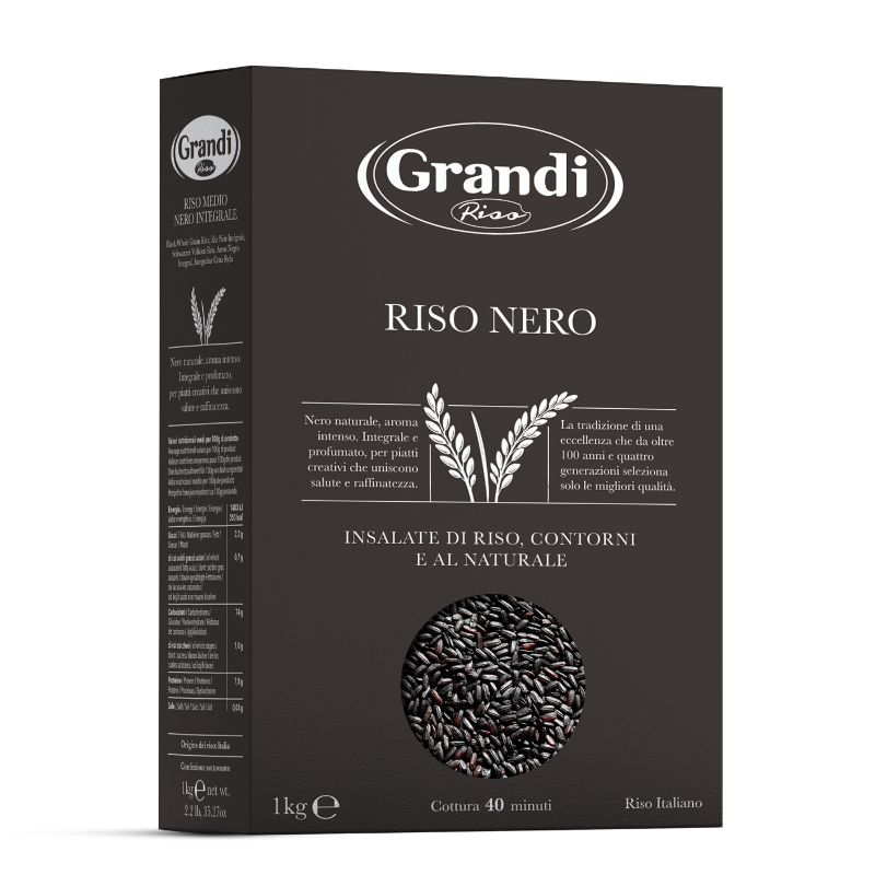 GRANDI RISO RICE WHOLEMEAL NERO 1 KG (12 in a box)