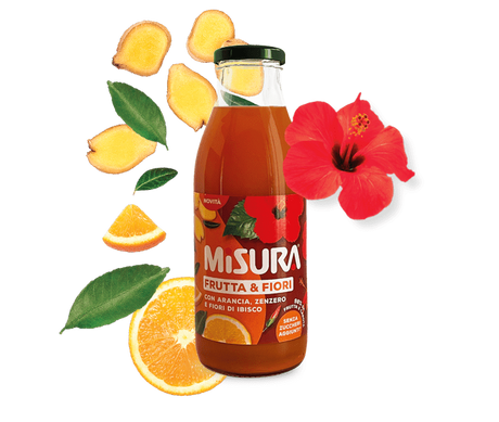 MISURA FRUIT JUICE FRUTTA & FIORI ORANGE GINGER AND IBISCO FLOWERS GLASS 500 ML (6 IN A BOX)