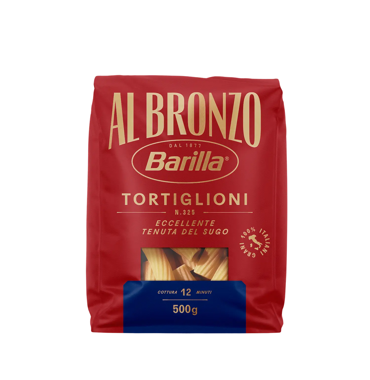 BARILLA PASTA DI SEMOLA AL BRONZO TORTIGLIONI N.325 500 GR (16 in a box)