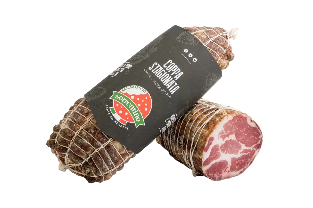 SALUMIFICIO SORRENTINO COPPA STAGIONATA 1/2 £19.99 AL KG (APPROX. 1 KG) PROMO £17.28