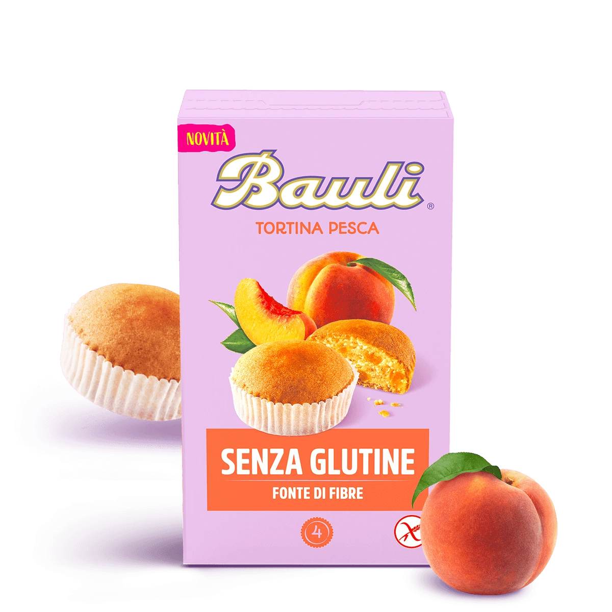 BAULI SNACK TORTINA PEACH GLUTEN FREE X4 140 GR (8 in a box)