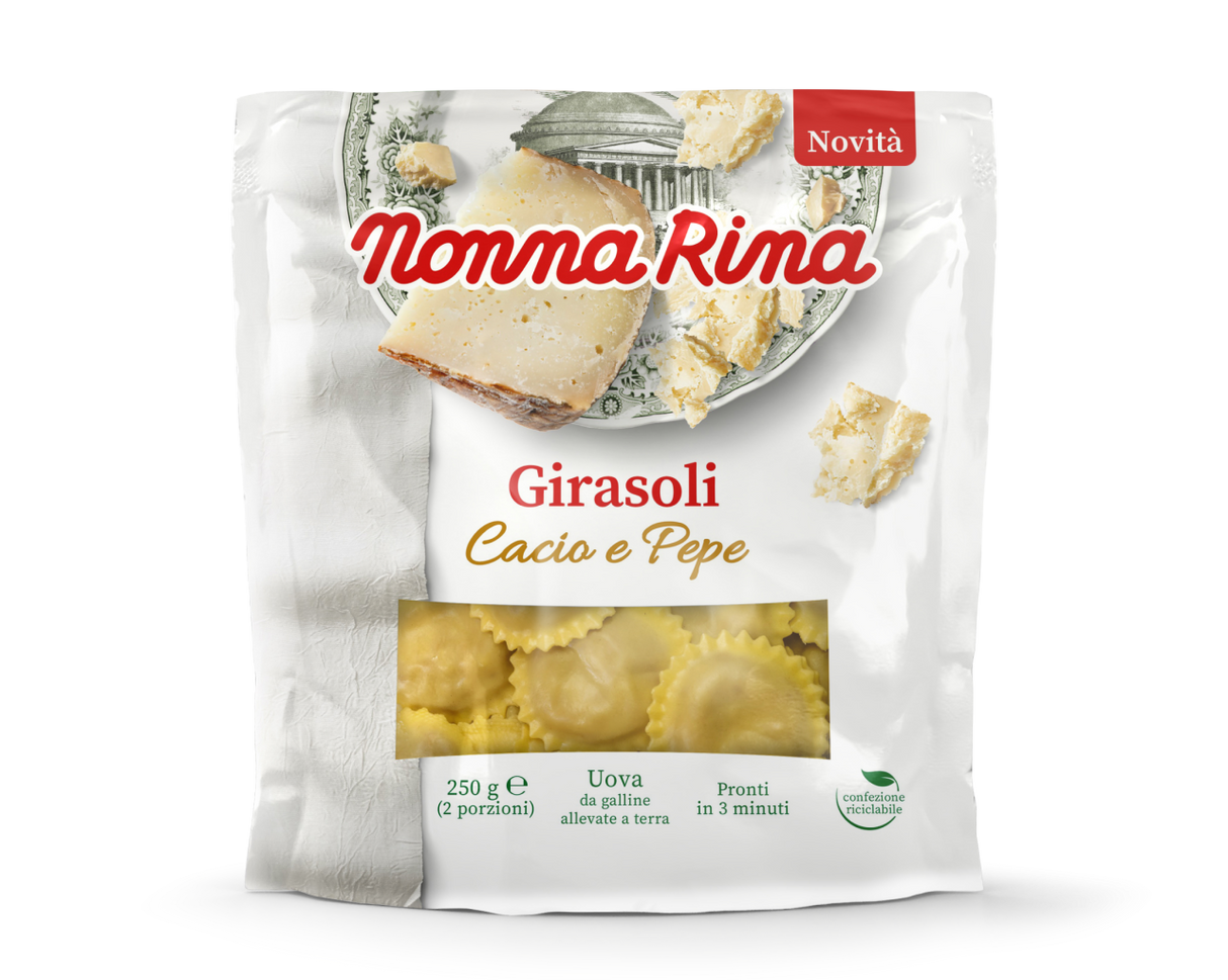 NONNA RINA STUFFED PASTA GIRASOLI WITH CACIO E PEPE 250 GR (8 in a box)