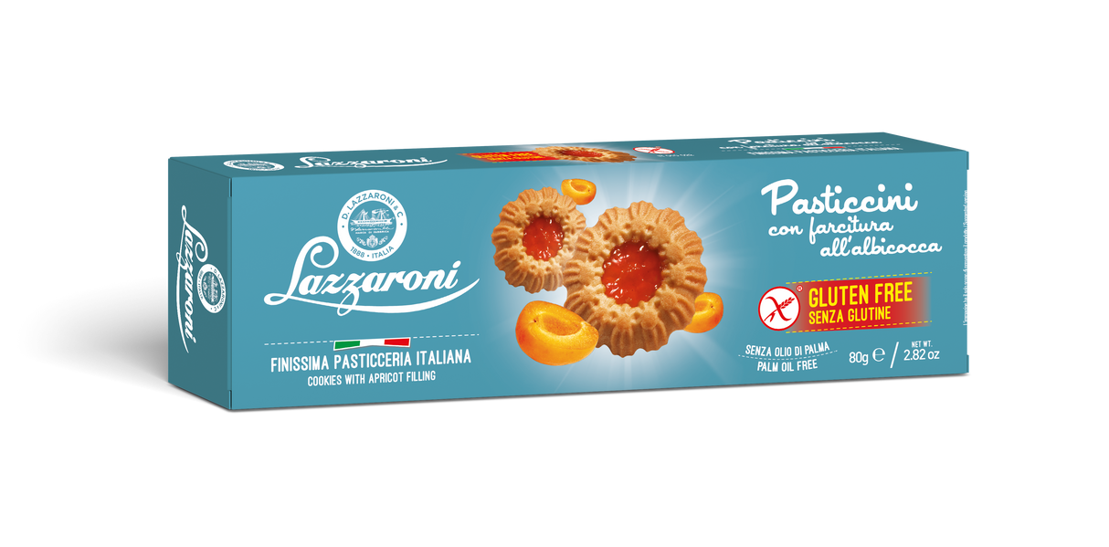 LAZZARONI BISCUITS PASTRY APRICOT GLUTEN FREE 80 GR (12 in a box)