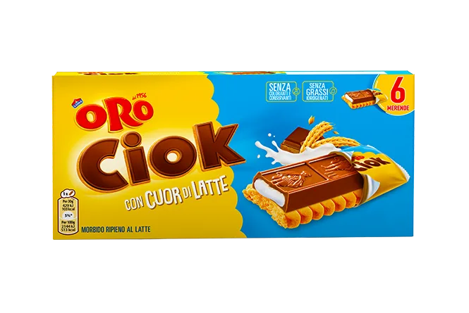 SAIWA ORO CIOK BISCOTTI CUORE DI LATTE MILK CHOCOLATE X6 120 GR (12 in a box)