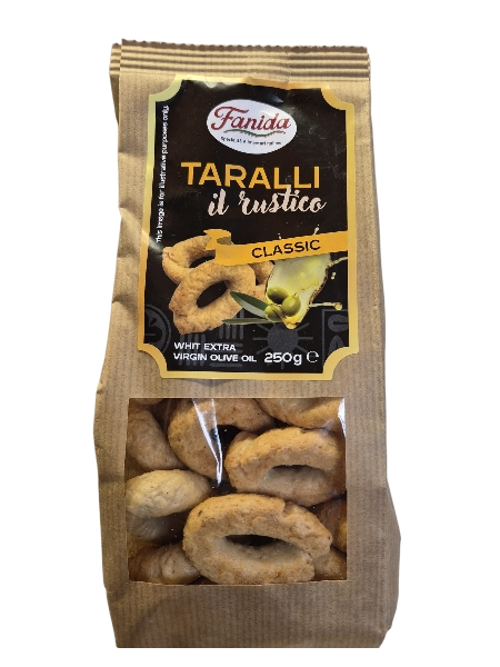 FANIDA TARALLI RUSTICO CLASSIC WITH EXTRA VIRGIN OLIVE OIL 250 GR (16 in a box)