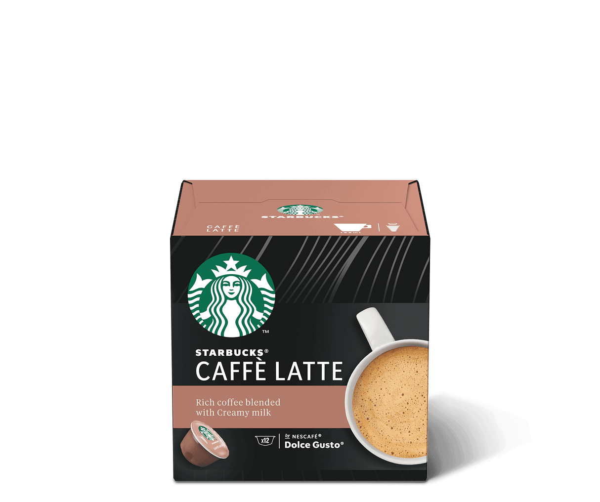 STARBUCKS COFFEE CAPSULES CAFFE' LATTE X12 120 GR (3 in a box)