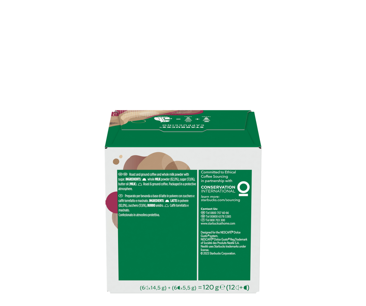 STARBUCKS COFFEE CAPSULES CAPPUCCINO X12 120 GR (3 in a box)