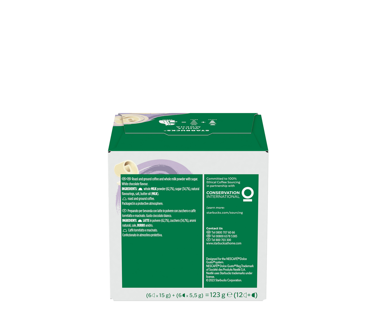 STARBUCKS COFFEE CAPSULES WHITE MOCHA X12 120 GR (3 in a box)