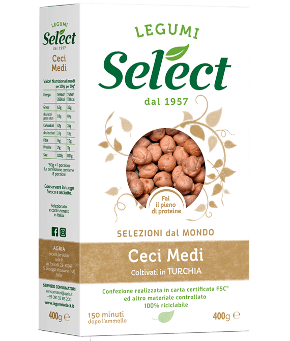SELECT DRIED VEGETABLES CHICKPEAS MEDIUM 400 GR (18 in a box)