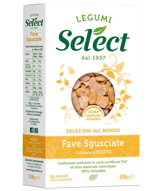 SELECT DRIED VEGETABLES BEANS FAVE SHELLED 350 GR (18 in a box)