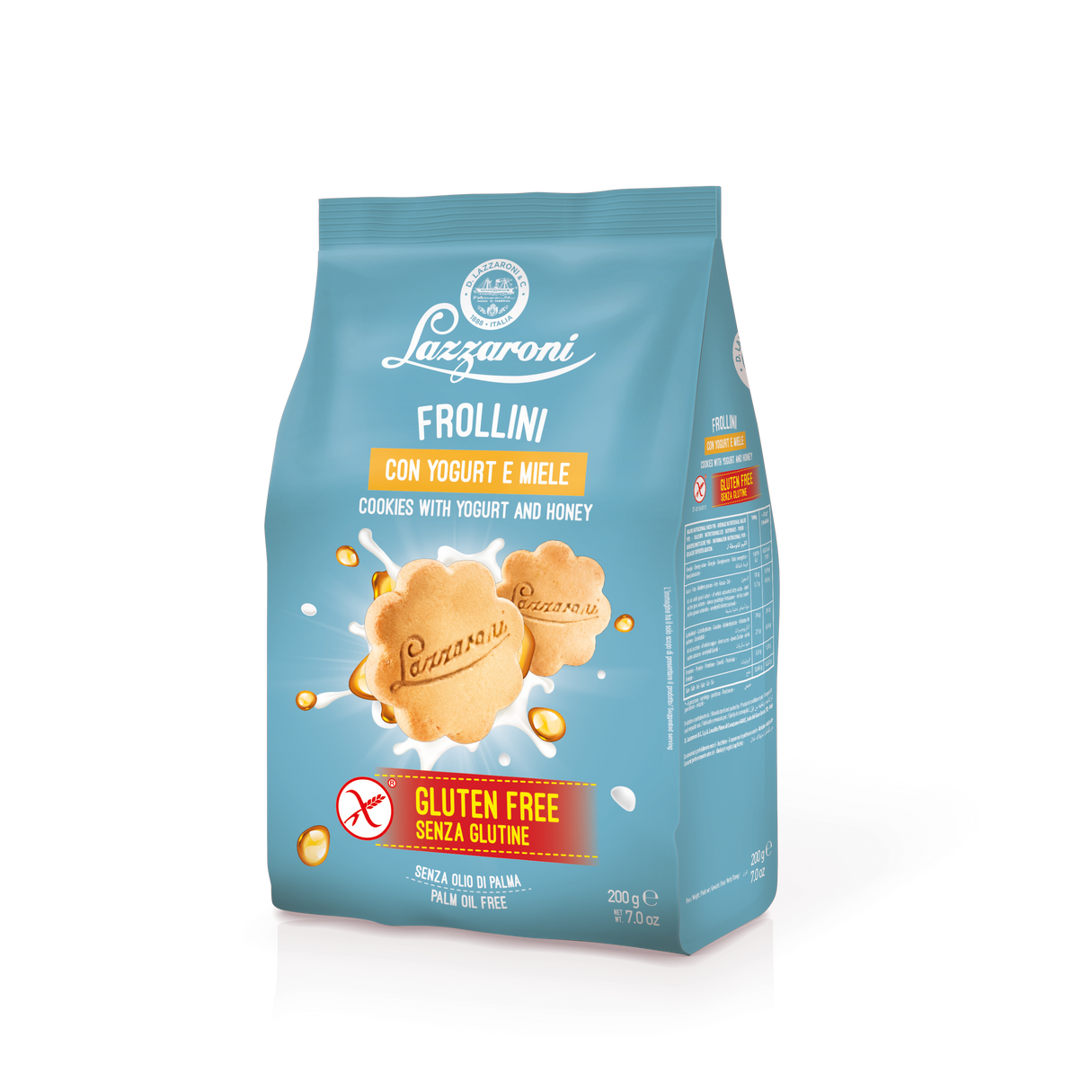 LAZZARONI BISCUITS SHORTBREAD YOGURT AND HONEY GLUTEN FREE 200 GR (10 in a box)