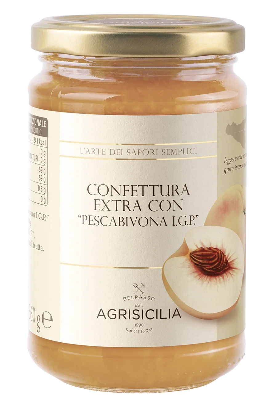 AGRISICILIA EXTRA JAMS PEACH PESCABIVONA I.G.P. 360 GR (6 in a box)
