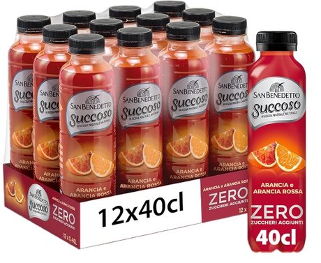 SAN BENEDETTO SUCCOSO ZERO ORANGE AND BLOOD-RED ORANGE PET 400 ML (12 in a box)