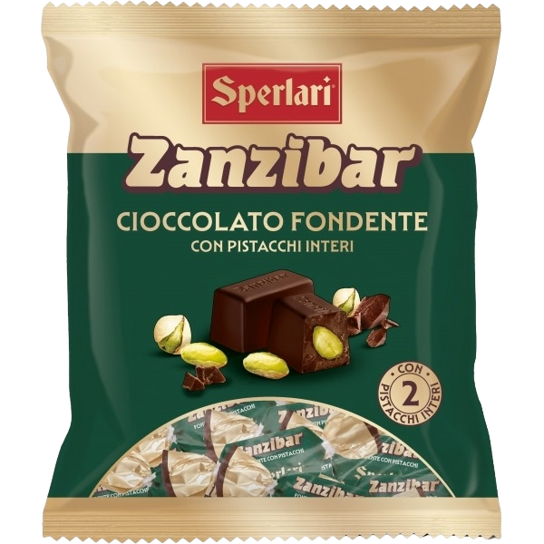 SPERLARI PRALINES TORRONCINI ZANZIBAR DARK CHOCOLATE PISTACHI 117 GR (45 in a box)
