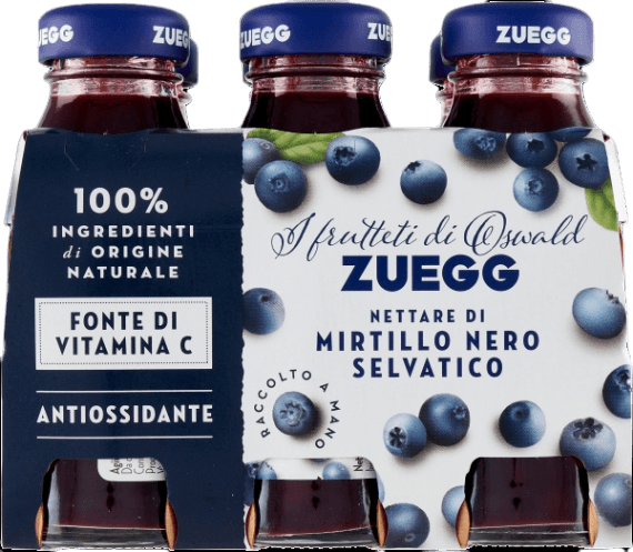 ZUEGG NETTARE FRUIT JUICE BLUEBERRY GLASS 125 ML X6 (4 in a box)