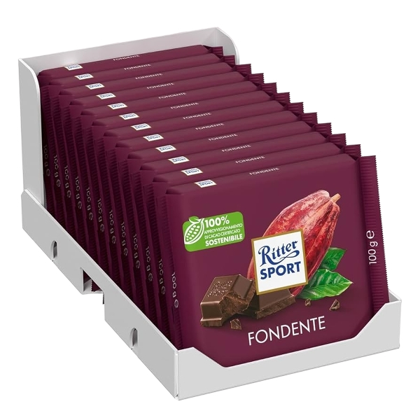 RITTER SPORT CHOCOLATE BAR DARK 50% 100 GR (12 in a box)