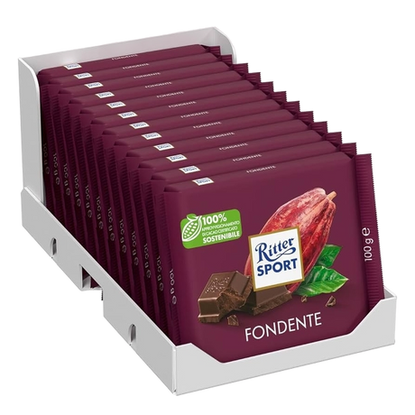 RITTER SPORT CHOCOLATE BAR DARK 50% 100 GR (12 in a box)