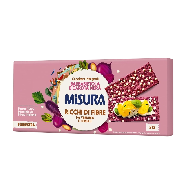 MISURA FIBRE EXTRA CRACKERS WHOLEMEAL BEET AND BLACK CARROTS X10 385 GR (12 in a box)