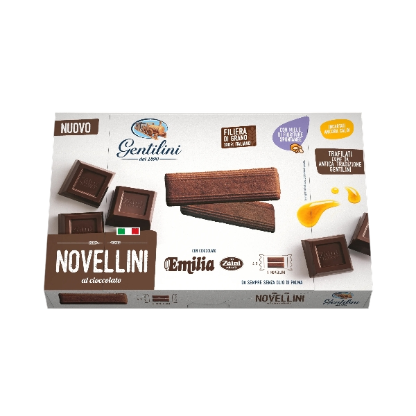 GENTILINI BISCOTTI NOVELLINI CHOCOLATE 240 GR (12 in a box)