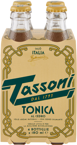 TASSONI SODA TONICA CEDRO GLASS 18 CL X4 (6 in a box)