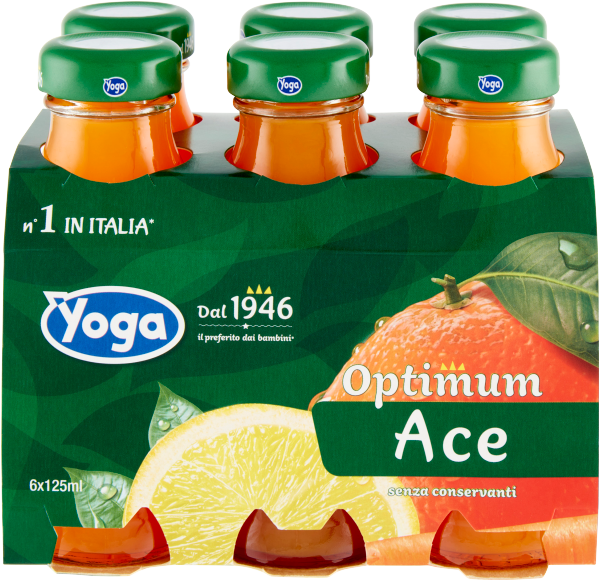 YOGA OPTIMUM FRUIT JUICE ACE GLASS 125 ML X6 (8 IN A BOX)