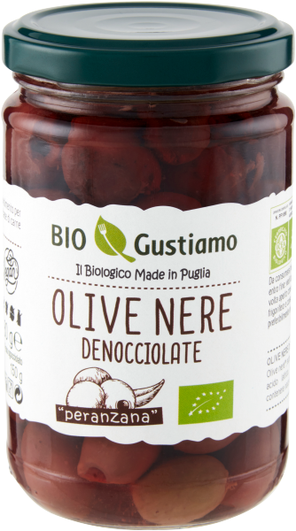 BIO GUSTIAMO OLIVES PITTED BLACK PERANZANA IN VINEGAR 280 GR (5 in a box)
