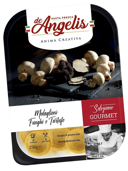 DE ANGELIS STUFFED PASTA MEDAGLIONI WITH MUSHROOMS AND TRUFFLE 250 GR (8 in a box)