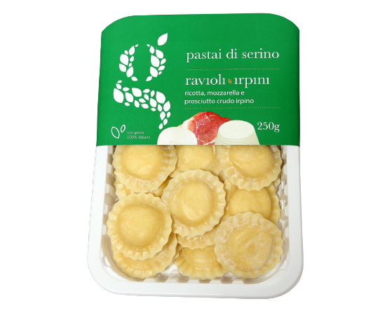 PASTAI DI SERINO STUFFED PASTA RAVIOLI IRPINI WITH RICOTTA MOZZARELLA AND HAM 250 GR (6 in a box)