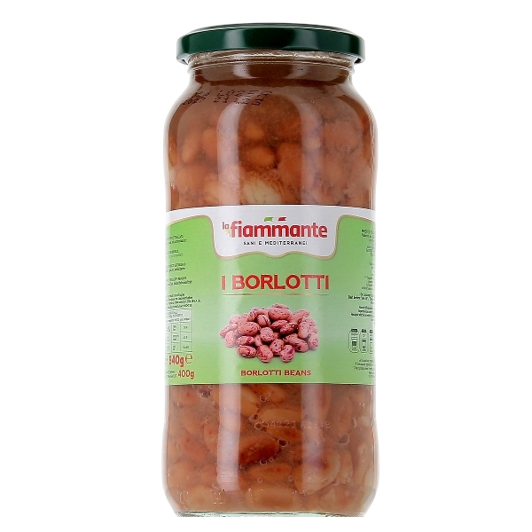 LA FIAMMANTE LEGUMES BEANS BORLOTTI IN BRINE JAR 540 GR (12 in a box)