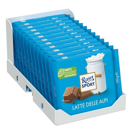 RITTER SPORT CHOCOLATE BAR ALPI 100 GR (12 in a box)