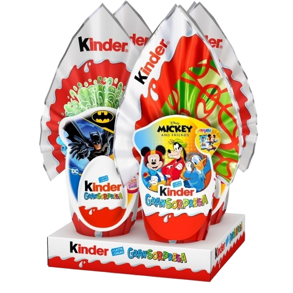 KINDER GRAN SORPRESA EASTER EGGS CHOCOLATE MIX X2 MICKEY + X2 BATMAN 150 GR (1 in a box)