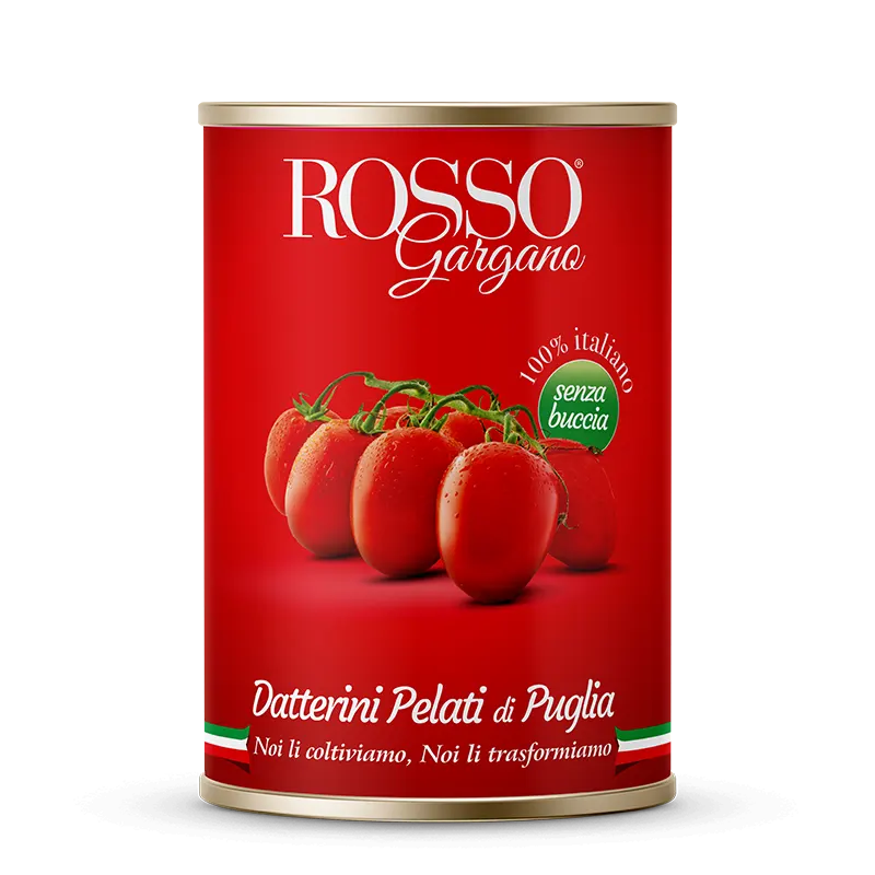 ROSSO GARGANO TOMATOES PEELED DATTERINI DI PUGLIA TIN 400 GR (12 in a box)