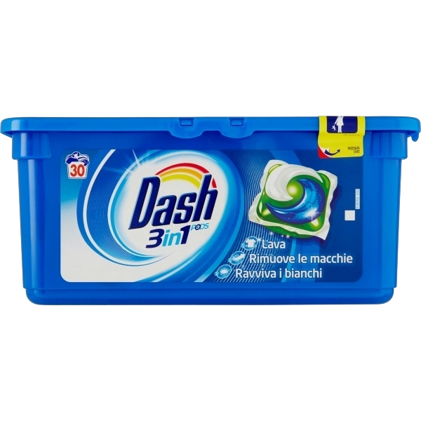 DASH LAUNDRY DETERGENT PODS 3in1 CLASSIC 30 WASHES (4 in a box)
