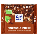 RITTER SPORT CHOCOLATE BAR MILK EXTRA WHOLE HAZELNUTS 100 GR (20 in a box)